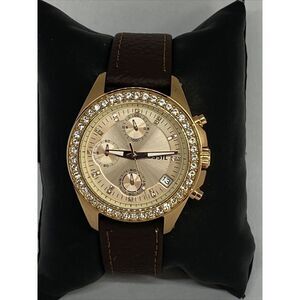Fossil Decker ES3352 Women's Brown Leather Analog Gold Dial Quartz Watch RK411